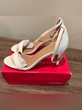 Womens White Ankle Straps Heel Sandals